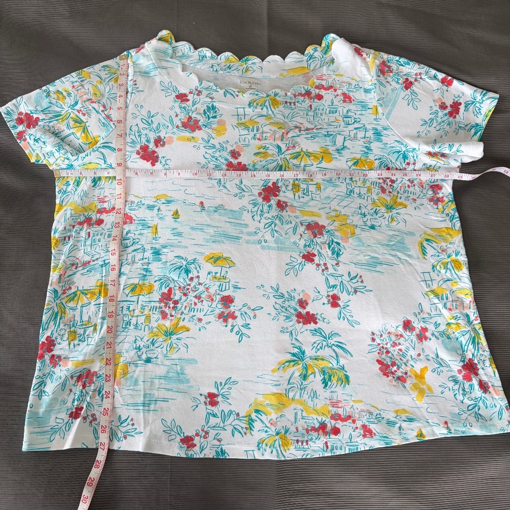 Kim Rogers short sleeve scallop neck top 3X - Picture 6 of 9